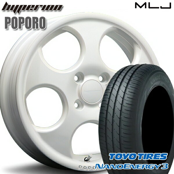 【取付対象】エブリィワゴン 165/60R14 75H トーヨー ナノエナジー3 MLJ ハイペリオン ポポロ パールホワイト 14インチ 4.5J 4H100 サマータイヤホイールセット