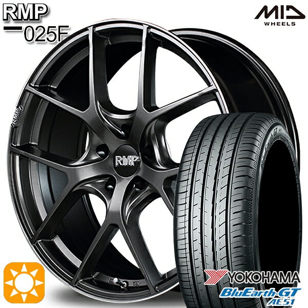 5/20ポイント5倍★プリウス カローラツーリング 215/45R17 91W XL ヨコハマ ブルーアースGT AE51 MID RMP 025F セミグロスGM/リムDCロゴMC 17インチ 7.0J 5H100 サマータイヤホイールセット