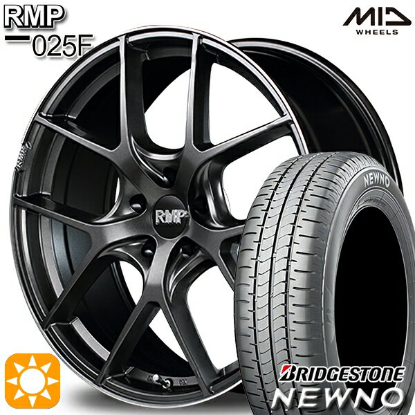 【18日限定!ダイヤモンド会員限定P13倍!】 225/45R18 95W XL ブリヂストン ニューノ MID RMP 025F セミグロスGM/リムDCロゴMC 18インチ 7.0J 5H114.3 サマータイヤホイールセット