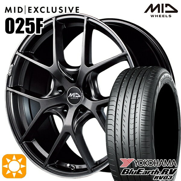 【取付対象】アイシス ノア 215/45R17 91W XL ヨコハマ ブルーアース RV03 MID RMP 025F セミグロスGM/リムDCロゴMC 17インチ 7.0J 5H114.3 サマータイヤホイールセット