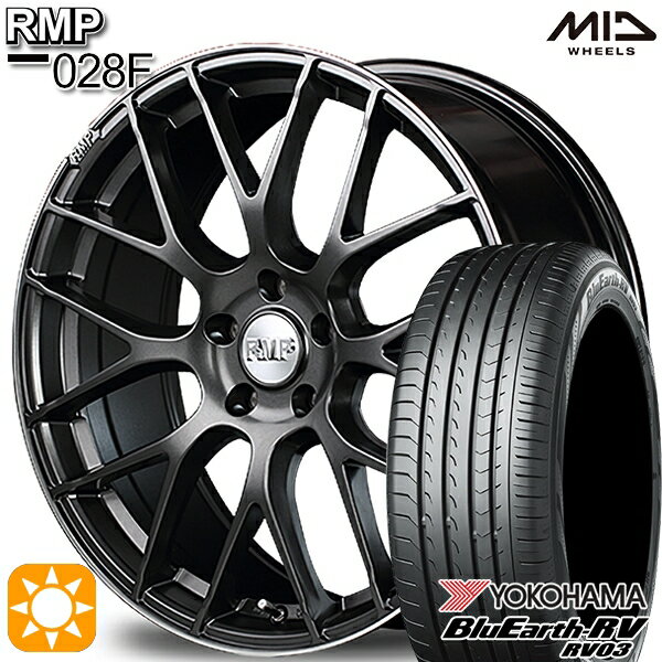 【18日限定!ダイヤモンド会員限定P13倍!】 225/40R19 93W XL ヨコハマ ブルーアース RV03 MID RMP 028F セミグロスGM/リムDCロゴMC 19インチ 8.0J 5H114.3 サマータイヤホイールセット