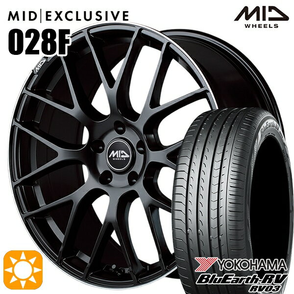【取付対象】アクセラ アテンザ 215/45R18 93W XL ヨコハマ ブルーアース RV03 MID RMP 028F セミグロスBK/リムエッジDCロゴMC 18インチ 7.0J 5H114.3 サマータイヤホイールセット