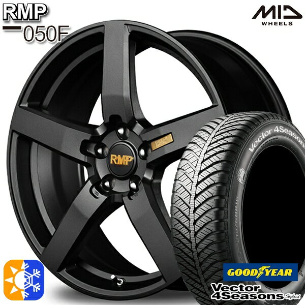 リーフ レヴォーグ 215/50R17 95H XL グッドイヤー ベクター フォーシーズンズ MID RMP 050F 17インチ 7.0J 5H114.3 セミグロスガンメタ オールシーズンタイヤホイールセット