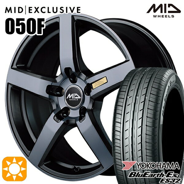 【取付対象】アウトランダー デリカD5 225/55R18 98V ヨコハマ ブルーアース ES32 MID RMP 050F ガンメタDC/マットスモーククリア 18インチ 7.0J 5H114.3 サマータイヤホイールセット