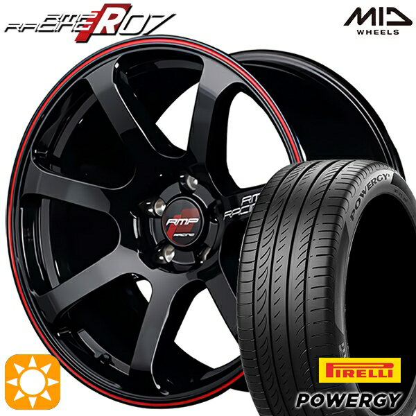 【取付対象】リーフ レヴォーグ 215/50R17 95W XL ピレリ パワジー MID RMPレーシング R07 ブラック/リムレッドライン 17インチ 7.0J 5H114.3 サマータイヤホイールセット
