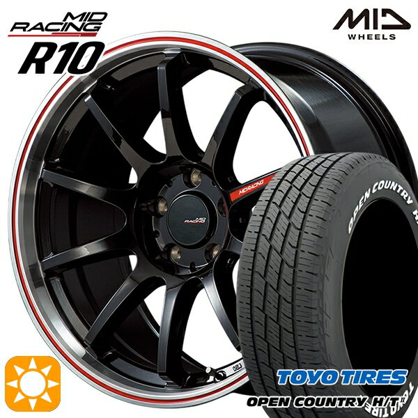 【取付対象】225/60R18 100H トーヨー オープンカントリー H/T2 WL MID RMPレーシング R10 クリスタルBK/リムポリッシュ+レッド 18インチ 7.5J 5H114.3 サマータイヤホイールセット