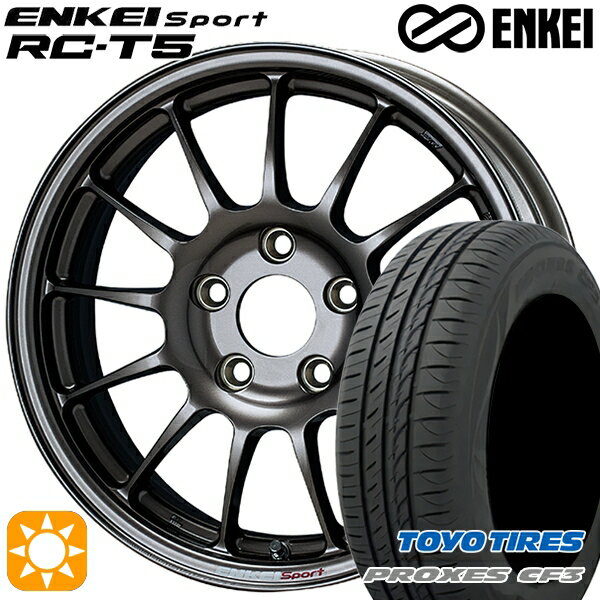 【取付対象】フィット アクア 185/60R15 84H トーヨー プロクセス CF3 ENKEI エンケイスポーツ RC-T5 ダークシルバー 15インチ 6.5J 4H100 サマータイヤホイールセット