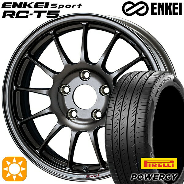 【取付対象】フィット アクア 185/60R15 84H ピレリ パワジー ENKEI エンケイスポーツ RC-T5 ダークシルバー 15インチ 6.5J 4H100 サマータイヤホイールセット