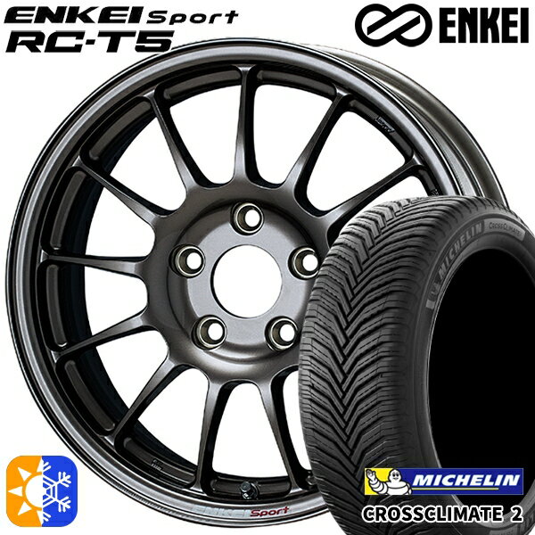 195/65R15 95V XL ミシュラン クロスクライメート2 ENKEI エンケイスポーツ RC-T5 ダークシルバー 15インチ 6.0J 5H114.3 オールシーズンタイヤホイールセット
