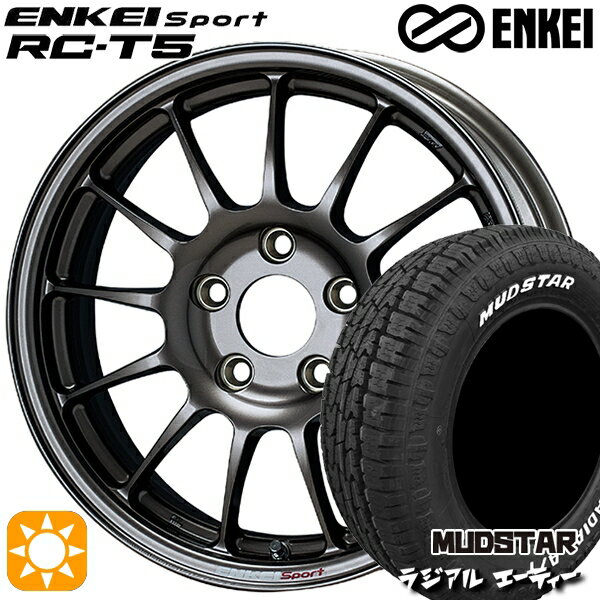 【取付対象】205/60R16 96H マッドスター ラジアル A/T ホワイトレター ENKEI エンケイスポーツ RC-T5 ダークシルバー 16インチ 6.5J 5H114.3 サマータイヤホイールセット