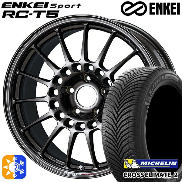 エクストレイル フォレスター 225/60R17 99V ミシュラン クロスクライメート2 ENKEI エンケイスポーツ RC-T5 ダークシルバー 17インチ 7.0J 5H114.3 オールシーズンタイヤホイールセット 1