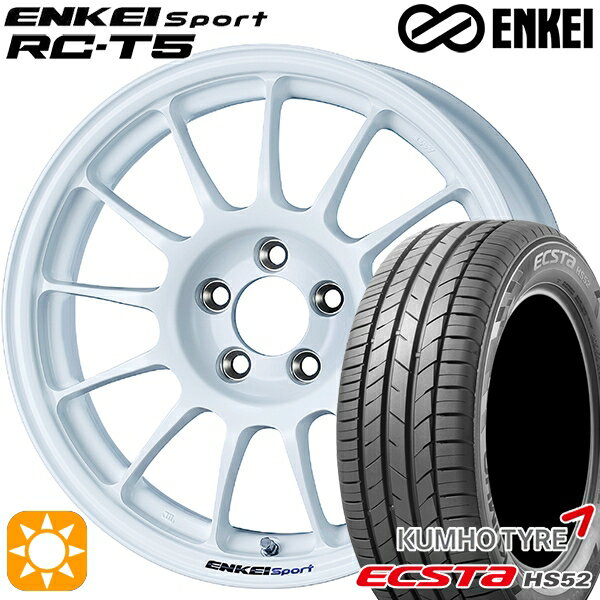 【取付対象】195/45R16 84V XL クムホ エクスタ HS52 ENKEI エンケイスポーツ RC-T5 ホワイト 16インチ 6.5J 4H100 サマータイヤホイールセット