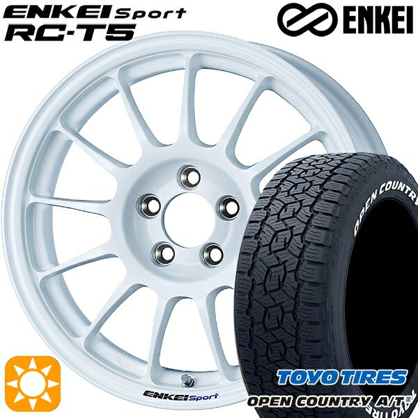 【取付対象】デリカD5 215/70R16 100T トーヨー オープンカントリーA/T3 ホワイトレター ENKEI エンケイスポーツ RC-T5 ホワイト 16インチ 6.5J 5H114.3 サマータイヤホイールセット