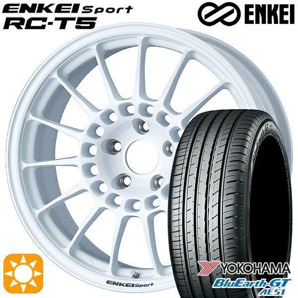 5/15ポイント5倍★アイシス ノア 215/45R17 91W XL ヨコハマ ブルーアースGT AE51 ENKEI エンケイスポーツ RC-T5 ホワイト 17インチ 7.0J 5H114.3 サマータイヤホイールセット