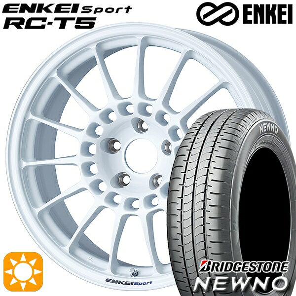 【18日限定!ダイヤモンド会員限定P13倍!】 215/55R17 94V ブリヂストン ニューノ ENKEI エンケイスポーツ RC-T5 ホワイト 17インチ 7.0J 5H114.3 サマータイヤホイールセット