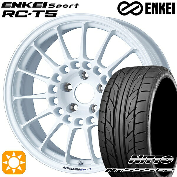 【取付対象】リーフ レヴォーグ 215/50R17 95W XL ニットー NT555 G2 ENKEI エンケイスポーツ RC-T5 ホワイト 17インチ 7.0J 5H114.3 サマータイヤホイールセット