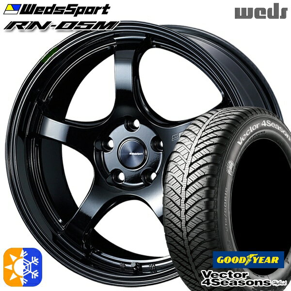225/40R18 92H XL グッドイヤー ベクター フォーシーズンズ Weds ウェッズスポーツ RN05M 18インチ 7.5J 5H114.3 GLOSS BLACK(グロスブラック) オールシーズンタイヤホイールセット