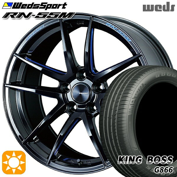 【取付対象】245/40R19 98W XL キングボス G866 Weds ウェッズスポーツ RN55M ブラックブルーマシニング 19インチ 8.0J 5H114.3 サマータイヤホイールセット