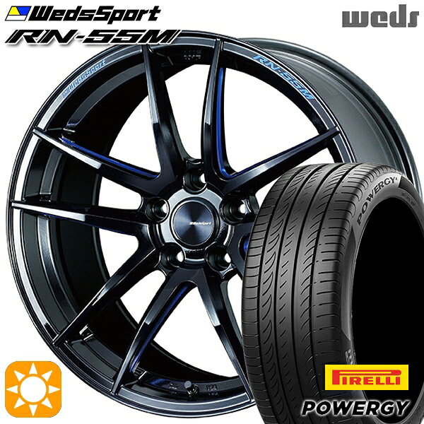 【取付対象】225/45R18 95W XL ピレリ パワジー Weds ウェッズスポーツ RN55M ブラックブルーマシニング 18インチ 8.0J 5H114.3 サマータイヤホイールセット