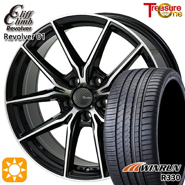 【取付対象】リーフ レヴォーグ 215/50R17 95W XL ウィンラン R330 トレジャーワン クリフクライム リボルバー01 ブラックポリッシュ 17インチ 7.0J 5H114.3 サマータイヤホイールセット
