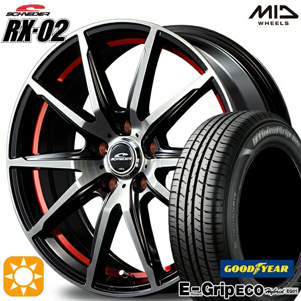 【取付対象】アイシス ノア/ヴォクシー 215/45R17 91W XL グッドイヤー エフィシェントグリップ エコ EG01 MID シュナイダー RX02 ブラックポリッシュ/アンダーカットレッド 17インチ 7.0J 5H114.3 サマータイヤホイールセット