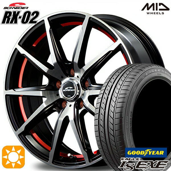 5/15ポイント5倍★225/40R18 92W XL グッドイヤー イーグル LSEXE MID シュナイダー RX02 ブラックポリッシュ/アンダーカットレッド 18インチ 7.0J 5H114.3 サマータイヤホイールセット