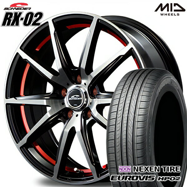 【18日限定!ダイヤモンド会員限定P13倍!】 195/65R15 ネクセン ロードストーン ユーロビズ HP02 MID シュナイダー RX02 ブラックポリッシュ/アンダーカットレッド 15インチ 6.0J 5H114.3 サマータイヤホイールセット