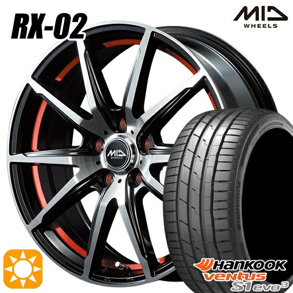 【取付対象】セレナ 215/40R18 89Y XL ハンコック veNtus S1 evo3 K127 MID シュナイダー RX02 RX810 BP/アンダーカットレッド 18インチ 7.0J 5H114.3 サマータイヤホイールセット