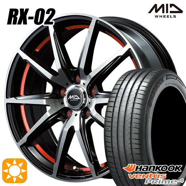 【18日限定!ダイヤモンド会員限定P13倍!】 リーフ アクセラ 205/55R16 94V XL ハンコック veNtus PRime4 K135 MID シュナイダー RX02 ブラックポリッシュ/アンダーカットレッド 16インチ 6.5J 5H114.3 サマータイヤホイールセット