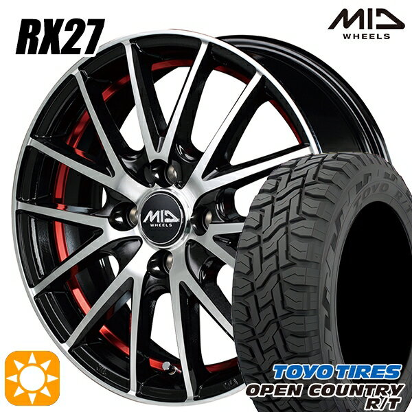 【取付対象】N-BOX 155/65R14 75Q トーヨー オープンカントリー R/T MID シュナイダー RX27 BMP/アンダーカットレッドクリア 14インチ 4.5J 4H100 サマータイヤホイールセット