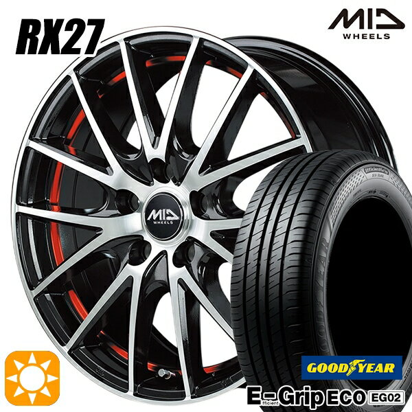 【取付対象】リーフ アクセラ 205/55R16 91V グッドイヤー エフィシェントグリップ EG02 MID シュナイダー RX27 BMP/アンダーカットレッドクリア 16インチ 6.5J 5H114.3 サマータイヤホイールセット