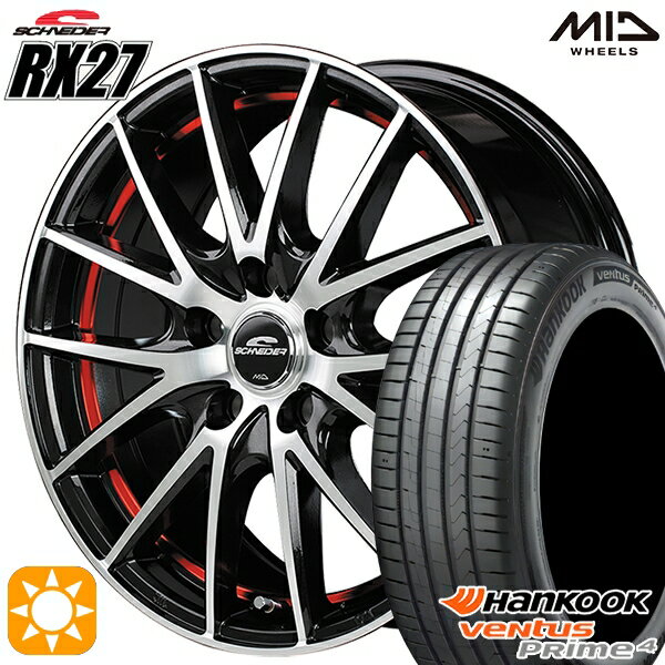 【取付対象】リーフ アクセラ 205/55R16 94V XL ハンコック veNtus PRime4 K135 MID シュナイダー RX27 BMP/アンダーカットレッドクリア 16インチ 6.5J 5H114.3 サマータイヤホイールセット