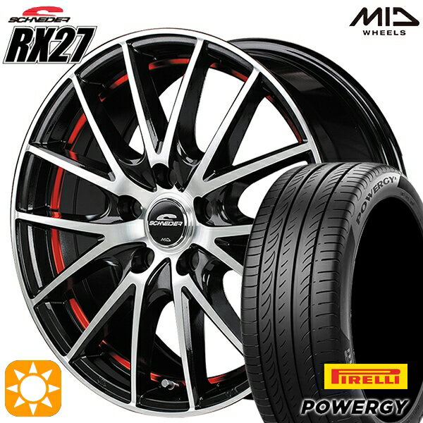 最大2,000円OFFクーポン★205/60R16 92H ピレリ パワジー MID シュナイダー RX27 BMP/アンダーカットレッドクリア 16インチ 6.5J 5H114.3 サマータイヤホイールセット