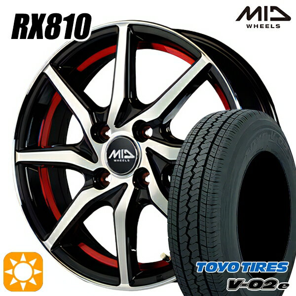 【取付対象】軽トラ 145/80R12 80/78N トーヨー V02E V-02E MID シュナイダー RX810 RX810 BP/アンダーカットレッド 12インチ 4.0J 4H100 サマータイヤホイールセット