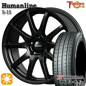 【取付対象】アイシス ノア 215/45R17 91V XL ヨコハマ ブルーアース ES32 トレジャーワン ヒューマンライン S15 ブラック 17インチ 7.0J 5H114.3 サマータイヤホイールセット