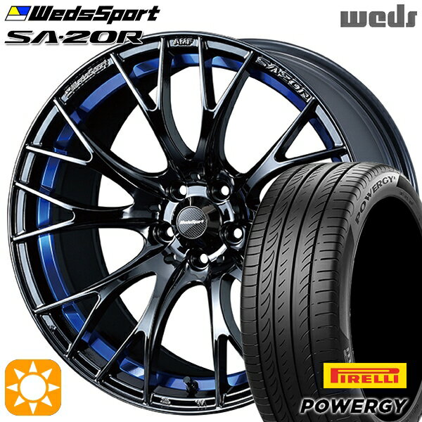 【取付対象】マツダ2 ノート 205/45R17 88W XL ピレリ パワジー Weds ウェッズスポーツ SA20R BLCII（ブルーライトクロームツー） 17インチ 7.0J 4H100 サマータイヤホイールセット