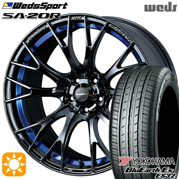 【18日限定!ダイヤモンド会員限定P13倍!】 アウトランダー デリカD5 225/55R18 98V ヨコハマ ブルーアース ES32 Weds ウェッズスポーツ SA20R BLCII（ブルーライトクロームツー） 18インチ 7.5J 5H114.3 サマータイヤホイールセット