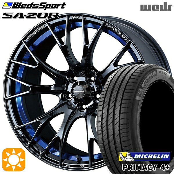 【取付対象】アウトランダー デリカD5 225/55R18 98V ミシュラン プライマシー4プラス Weds ウェッズスポーツ SA20R BLCII（ブルーライトクロームツー） 18インチ 8.5J 5H114.3 サマータイヤホイールセット