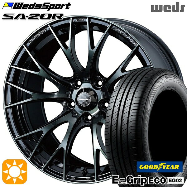 【取付対象】30/50プリウス カローラスポーツ 205/55R16 91V グッドイヤー エフィシェントグリップ EG02 Weds ウェッズスポーツ SA20R WBC（ウォースブラッククリアー） 16インチ 7.0J 5H100 サマータイヤホイールセット
