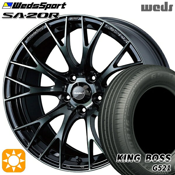【取付対象】205/55R16 91V キングボス G521 Weds ウェッズスポーツ SA20R WBC（ウォースブラッククリアー） 16インチ 7.0J 5H100 サマータイヤホイールセット