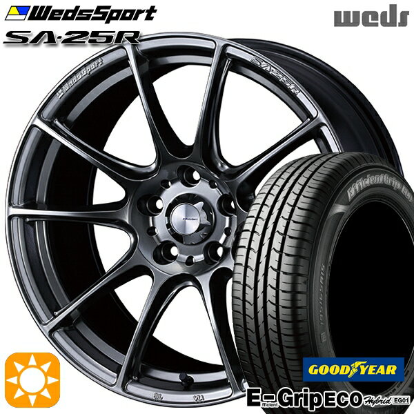 【取付対象】プリウスα ストリーム 205/60R16 92H グッドイヤー エフィシェントグリップ エコ EG01 Weds ウェッズスポーツ SA25R PSB (プラチナシルバーブラック) 16インチ 7.0J 5H114.3 サマータイヤホイールセット