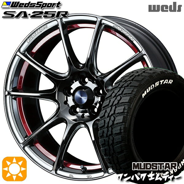 【取付対象】ヴェゼル レガシィ 225/60R18 100T WL マッドスター ワンパク M/T ホワイトレター Weds ウェッズスポーツ SA25R RLC (レッドライトクローム) 18インチ 7.5J 5H114.3 サマータイヤホイールセット