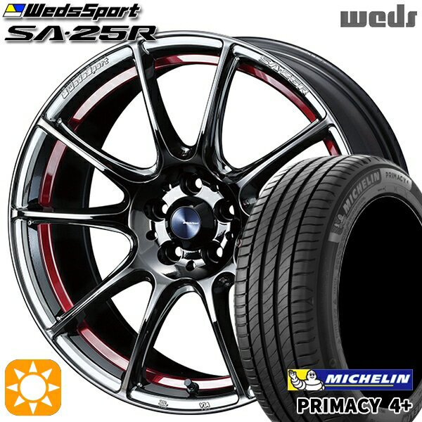 【取付対象】225/45R18 95W XL ミシュラン プライマシー4プラス Weds ウェッズスポーツ SA25R RLC (レッドライトクローム) 18インチ 8.0J 5H114.3 サマータイヤホイールセット