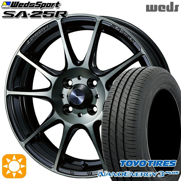 【取付対象】195/45R16 80W トーヨー ナノエナジー3プラス Weds ウェッズスポーツ SA25R WBC (ウォースブラッククリアー) 16インチ 6.5J 4H100 サマータイヤホイールセット