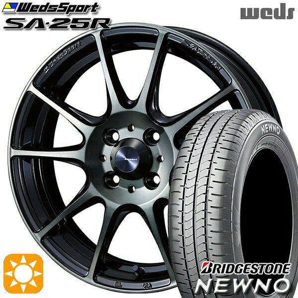 【取付対象】195/45R16 84V ブリヂストン ニューノ Weds ウェッズスポーツ SA25R WBC (ウォースブラッククリアー) 16インチ 6.5J 4H100 サマータイヤホイールセット