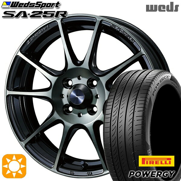 【取付対象】フィット アクア 185/60R15 84H ピレリ パワジー Weds ウェッズスポーツ SA25R WBC (ウォースブラッククリアー) 15インチ 6.0J 4H100 サマータイヤホイールセット