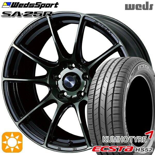 【取付対象】205/55R16 91V クムホ エクスタ HS52 Weds ウェッズスポーツ SA25R WBC (ウォースブラッククリアー) 16インチ 7.0J 5H100 サマータイヤホイールセット