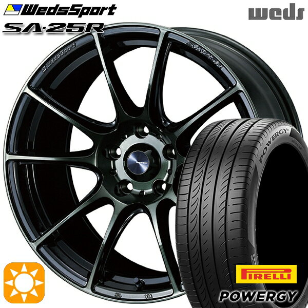 【取付対象】225/40R18 92W XL ピレリ パワジー Weds ウェッズスポーツ SA25R WBC (ウォースブラッククリアー) 18インチ 7.0J 5H114.3 サマータイヤホイールセット