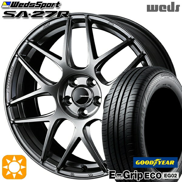 【取付対象】165/50R16 75V グッドイヤー エフィシェントグリップ EG02 Weds ウェッズスポーツ SA27R PSB（プラチナシルバーブラック） 16インチ 5.0J 4H100 サマータイヤホイールセット