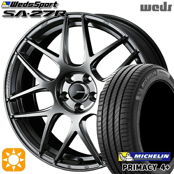 【取付対象】195/55R16 87V ミシュラン プライマシー4プラス Weds ウェッズスポーツ SA27R PSB（プラチナシルバーブラック） 16インチ 6.5J 4H100 サマータイヤホイールセット